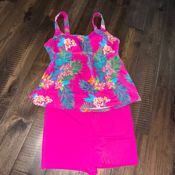 Kim Gravel x Swimsuits For All Other - Kim Gravel x Swimsuits For All Pink Tropical Floral Tankini Set & Shorts Size 12